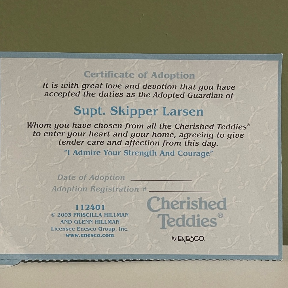 Cherished Teddies SUPT. SKIPPER LARSON #112401 - Picture 6 of 7